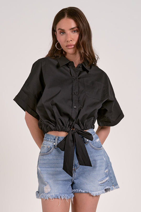 Elan Black Michelle Button Down Blouse