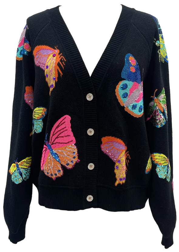 QOS Black Butterfly Cardigan