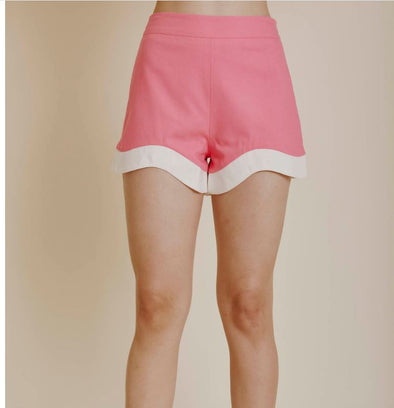 Aureum Linen Wave Hem Shorts / Pink