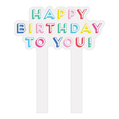 Slant Happy Birthday To You Acrylic Cake Topper