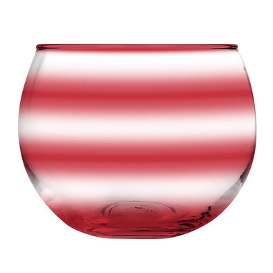 Slant Red/White Stripe Roly Poly Glass