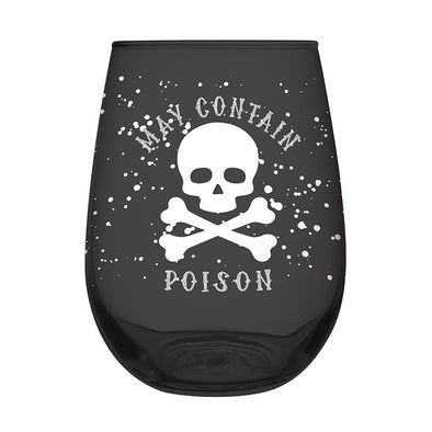 Slant May Contain Poison Stemless Wine Glass