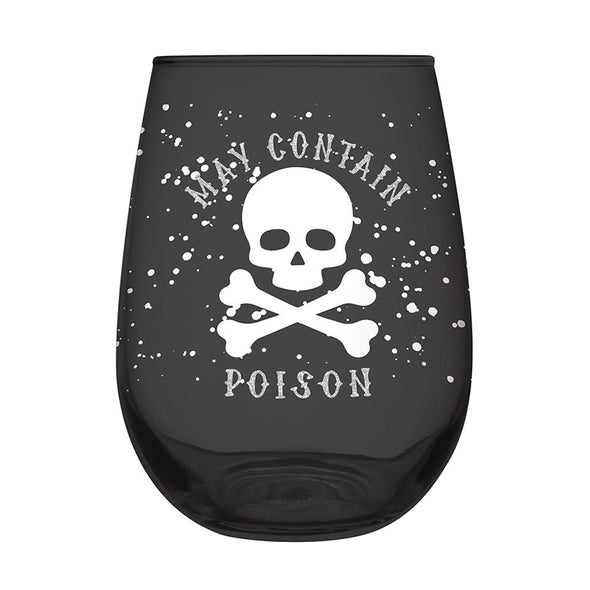 Slant May Contain Poison Stemless Wine Glass
