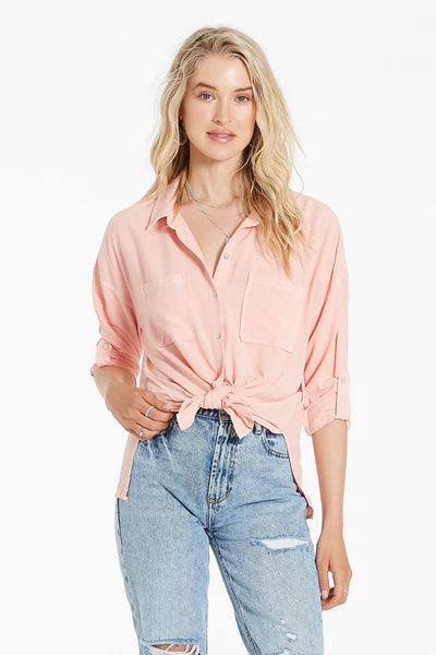 Arianna Tie Front Apricot Blush Top