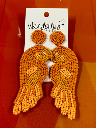 Orange Beaded Bird Earrings