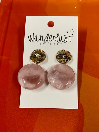 Baby Pink Resin Circle Earrings