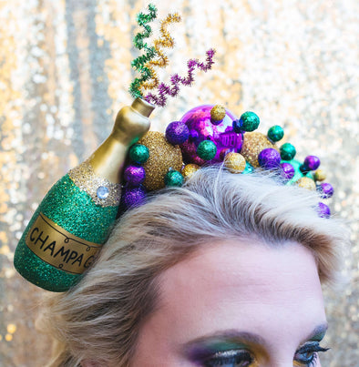 Mardi Gras Champagne Headpiece