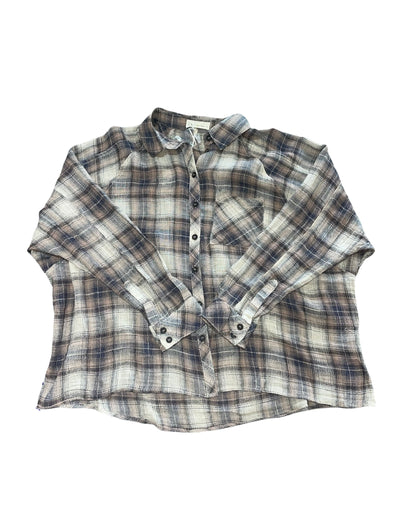 Taupe Navy Flannel