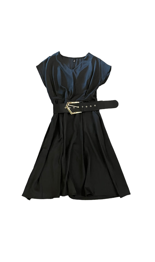 Lucy Black Midi Dress With Belt