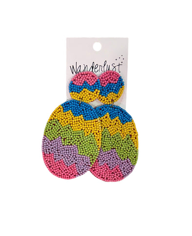 Beaded Multi Color Easter Egg Earrings