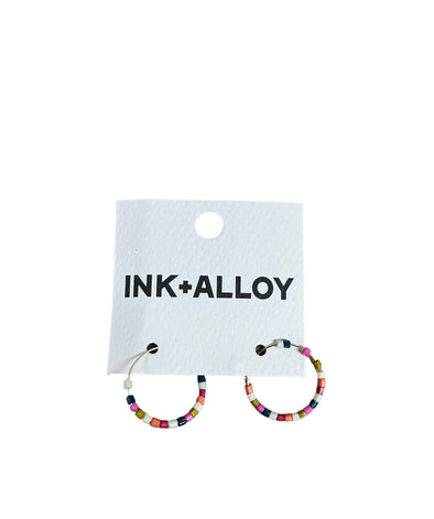 Ink + Alloy Rainbow Beaded Hoop Earrings
