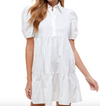 Puff Sleeve Tiered Collared Dress