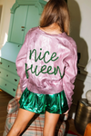 QOS Pink Metallic Nice Queen Cardigan