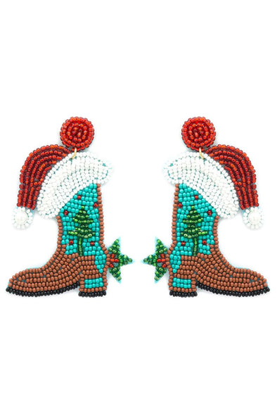 Viola Beaded Boot With Hat Earrings
