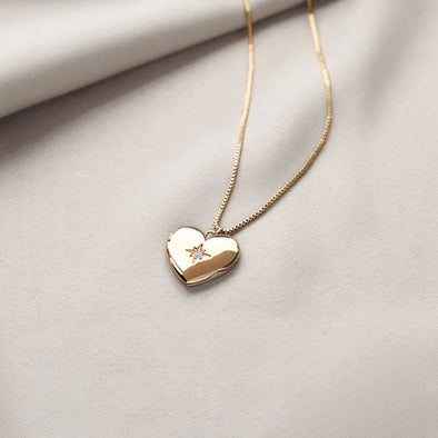 Gold Heart Locket Pendant Necklace | Classy Women Collection