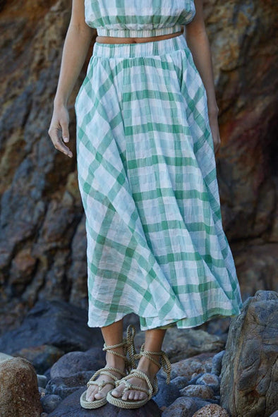 By Together Green Plaid Skirt