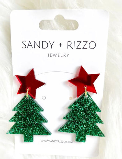 Sandy + Rizzo Christmas Tree Earrings