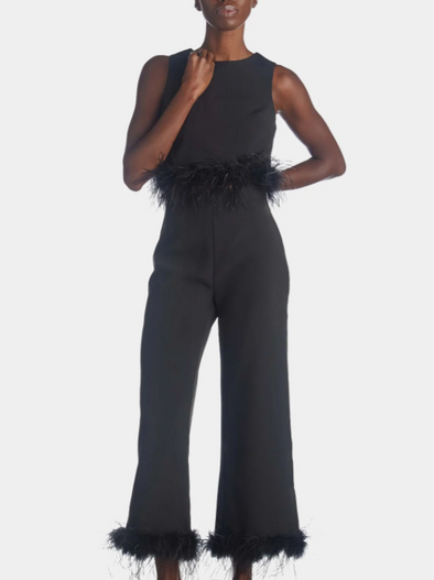 Lena Feather Detail Wide Pant