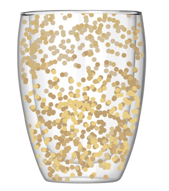 Slant Gold Confetti Stemless Glass