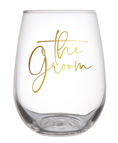 The Groom Stemless Wine Glass