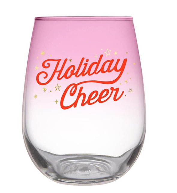 Slant Holiday Cheer Stemless Wine Glass