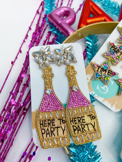 Beaded Here To Party Earrings
