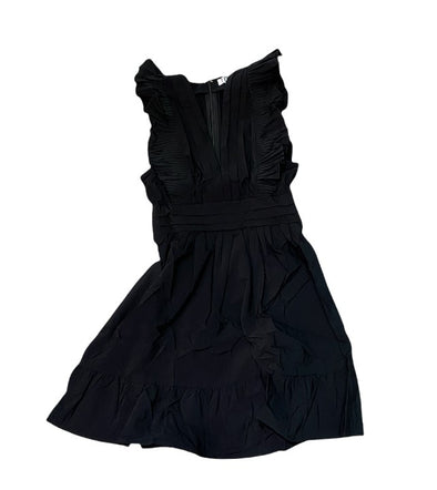 Black Ruffled V-Neck Dress